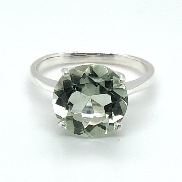 Prasiolite 6.70ct Platinum Finish Solid 925 Sterling Silver Ring - Picture 3 of 6